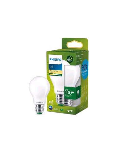 PHILIPS LED LAMPADINA GOCCIA VETRO SMERIGLIATO E27 CLASSE A 7.3 W EQUIVALENTI A 100 W LUCE BIANCA CALDA 2.700K NON DIMMERABILE