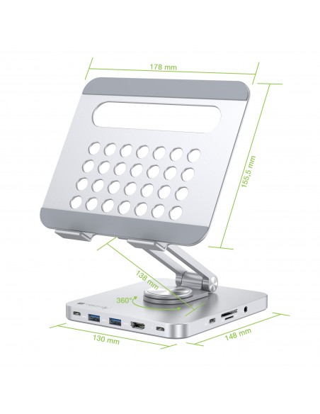 Supporto per Tablet Hub Docking Station USB-C™ 8 in 1