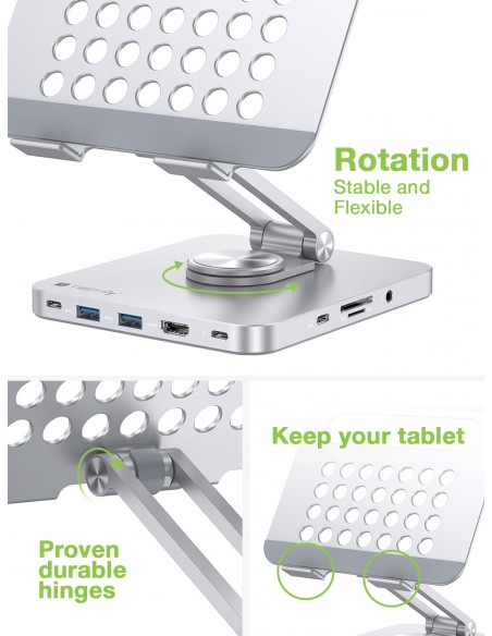 Supporto per Tablet Hub Docking Station USB-C™ 8 in 1