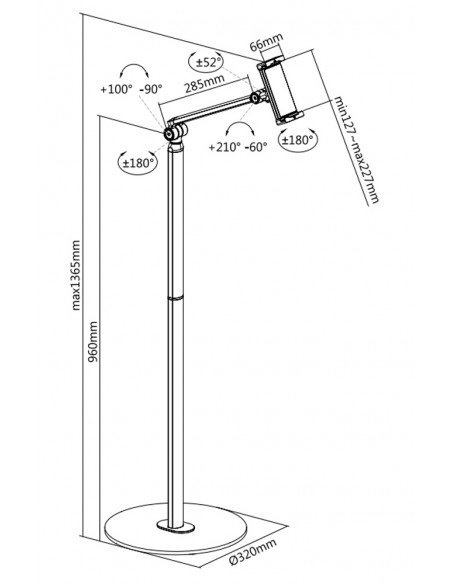 Supporto da Pavimento Inclinabile e Girevole per Dispositivi Mobili da 4.7" a 12.9"