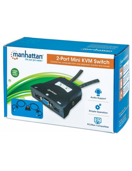 Mini KVM Switch 2 Porte USB con Audio